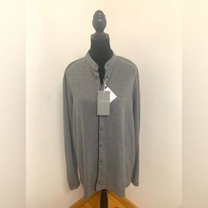 Zara Man Brand gray featuring a modern mandarin collar and soft fabric